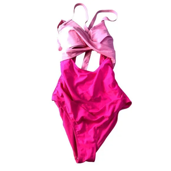 One Piece Open Abdomen Pink Swimsuit*Sexy *Padded Cups* Medium *NWOT - Picture 1 of 3